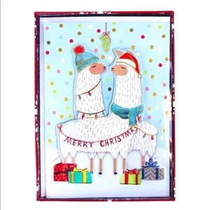 Molly & Rex Mistletoe Llamas 3D Embellished Holiday Cards (14927) Set of 15